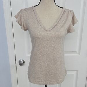 White House Black Market Shimmer Beige Short Sleeve Top